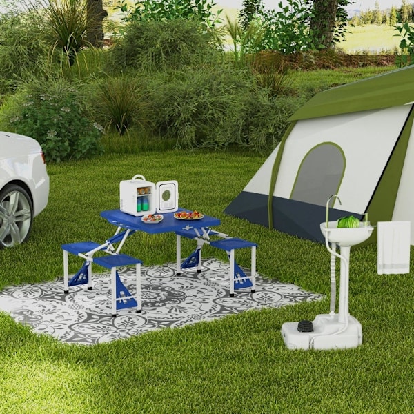 Rootz Portabelt handfat utomhus - Mobilt handfat - Campingdisk - Integrerad tvålautomat - 51 cm x 33,5 cm x 103 cm