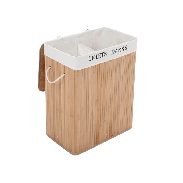 Rootz Tvättkorg - Bambu med 2 fack - Tvättkorg - Tvätthållare -