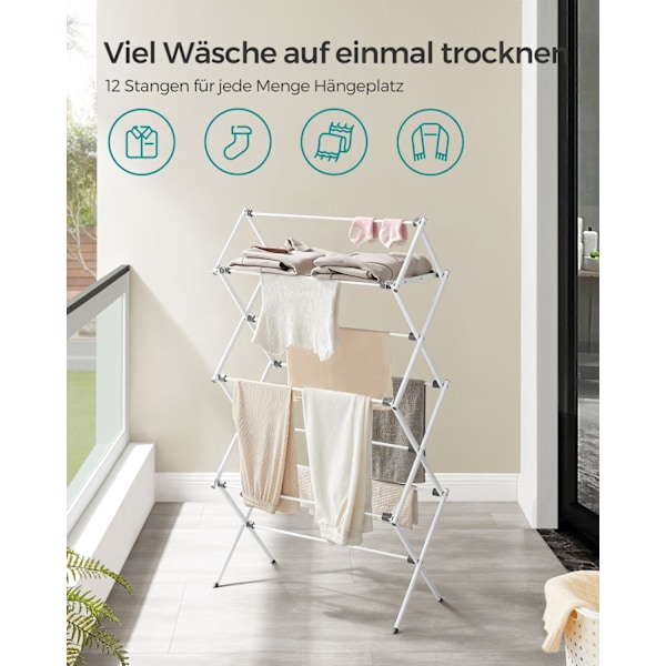 Rootz White Steel PP tvättställ - Diskavlopp - Torkställ - Lätt - Kompakt design - Enkel montering - 37cm x 75cm x 135,1cm