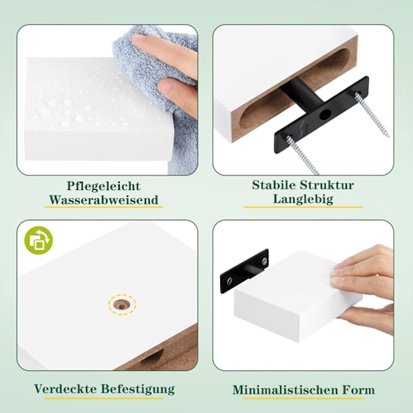 Rootz Flytande vägghylla Set - Väggmonterad display - Hängande förvaring - Dekorativ hylla - Väggavsats - Modern Organizer - Vit - 7,8x5,1x5,1 tum.