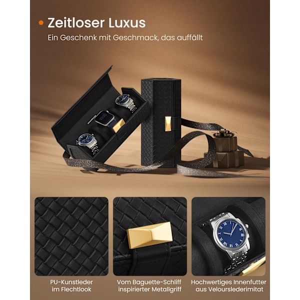 Rootz Travel Watch Box - Sikker opbevaringstaske - Skjult rum - PU-læder - 9,8 cm x 21,2 cm x 8,7 cm