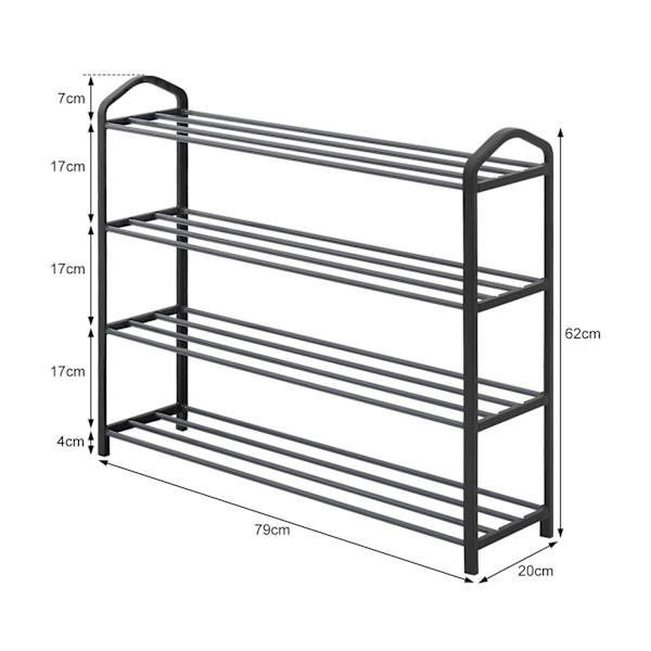 Rootz Skostativ - Fodtøjsarrangør - Skostativ - Skoholder - Skohylde - Skoopbevaring - Skodisplay - Grå - 79x19,5x62cm