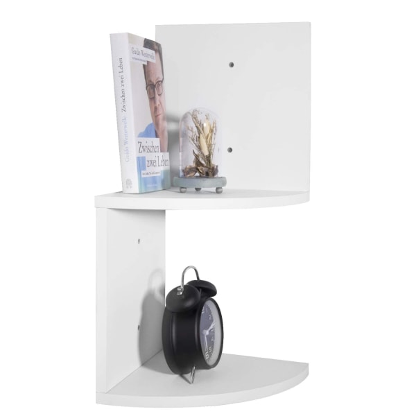 Rootz Hjørne Væghylde - Zickzack Bogreol - Flydende Display - CD Holder - Opbevaringsstativ - Elegant Organizer - Hvid - 25x52,4x25cm