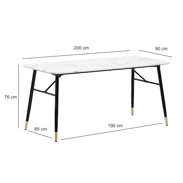Rootz Large Matsalsbord - Rektangulärt matbord - Modernt marmorbord - Sittplatser 10 - 200 cm x 90 cm x 76 cm