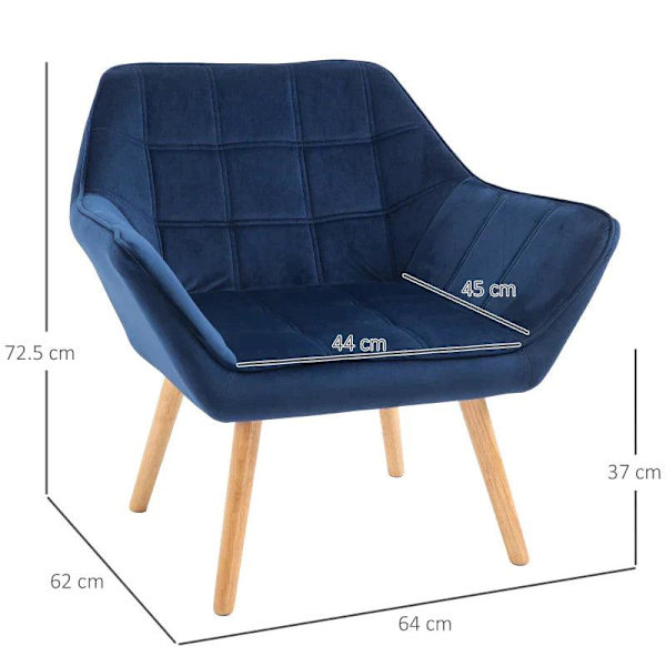 Rootz Lænestol - Enkeltlænestol - Vingestol med fløjlsagtigt betræk - Træben - Hjem - Soveværelsesmøbler - Grøn - 68,5 cm x 61 cm x 72,5 cm