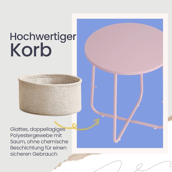 Rootz Round sofabord - Lille bord - sidebord - Rumbesparende design - 45 cm x 50 cm - lyserød, brun