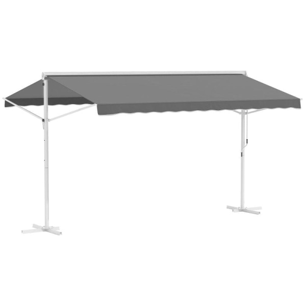 Rootz Markise - Standmarkise - Havefortelt - Foldearmshåndsving - Grå- 4,5 x 3,4 m