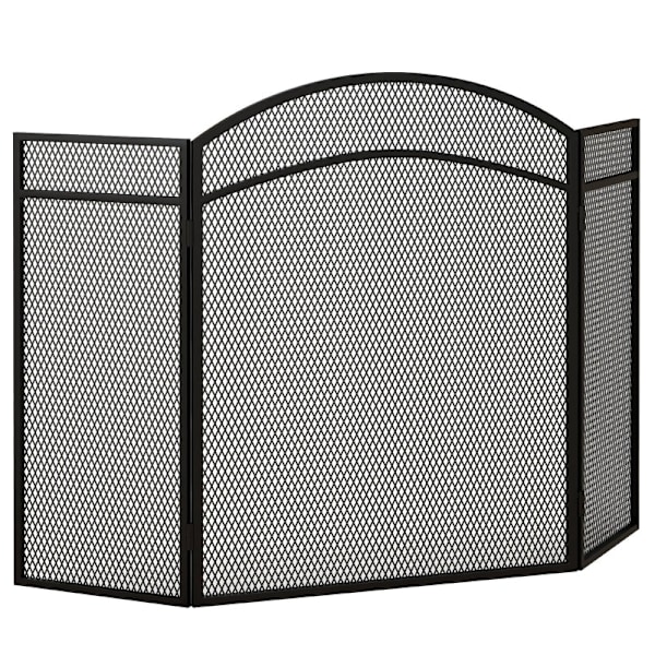 Rootz Gnistskyddsgaller för eldstad - Fiskbensmönster - Tredelad vikkonstruktion - Belagd metall - 96 cm x 60 cm x 1 cm
