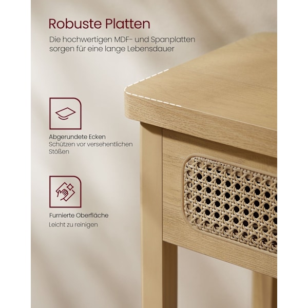 Rootz konsolbord - Entrébord - Hallbord - MDF-spånskiva PVC-plast - 30 cm x 80 cm x 100 cm - Ek Beige - 16,6 kg - 100 kg Kapacitet