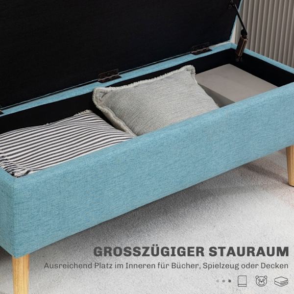 Rootz polstret bænk - Sengebænk - Opbevaringsbænk - Åndbart stof - Træben - 110 cm x 39 cm x 45 cm