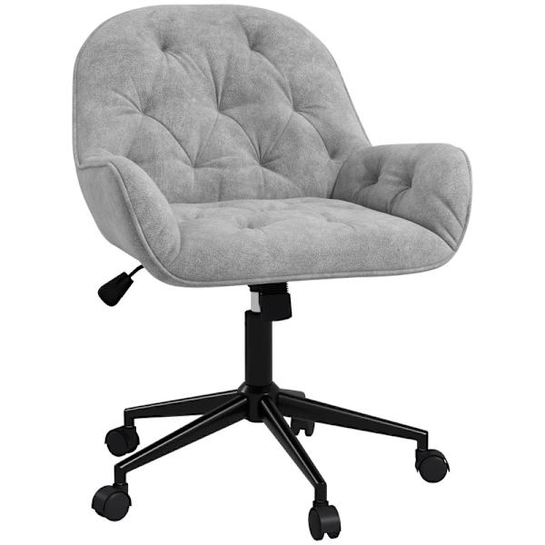 Rootz Kontorstol - Skrivebordsstol - Computerstol - Højdejusterbar - Fløjlsagtig polyester - Velvet Look - Grå - 60cm x 61cm x 91cm