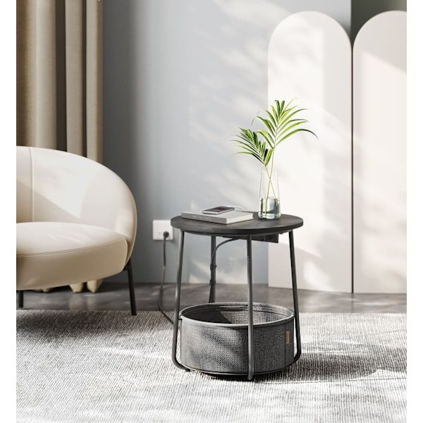Rootz sidebord med ladestation - stikkontakt - sort - grå - spånplade stål polyester - 45 cm x 50 cm - 4,4 kg - 35 kg Kapacitet