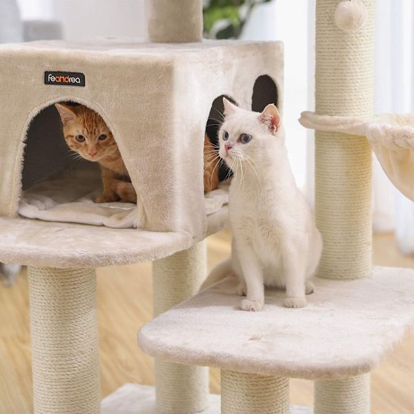 Rootz Cat Trees House - Kaksikerroksinen - Muuta suuntaa - Raaputuspylväs - Suuret kissat - Näköalataso - Tilaa säästävä kissa - Hiilihydraattisertifi