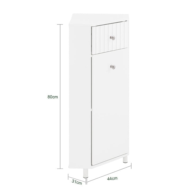 Rootz Corner Cabinet - Badeværelsesskab - Moderne opbevaringsenhed - Rumbesparende - 44x80x31cm