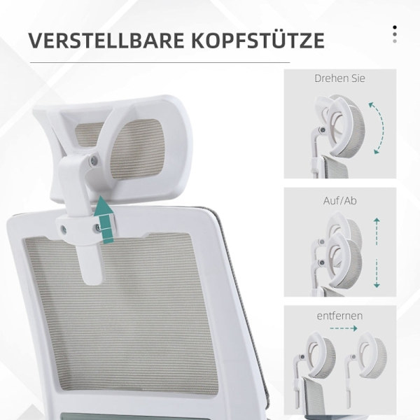 Rootz Vinsetto kontorsstol - Skrivbordsstol - Ergonomisk stol - Ultimat komfort - Justerbar höjd - Svankstöd - 58cm x 61cm x 102-119cm