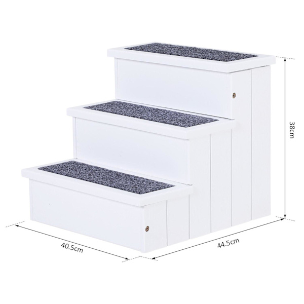 Rootz koiran portaat - Wit - Dennenhout, neulahuopa - 15,94 cm x 17,51 cm x 14,96 cm