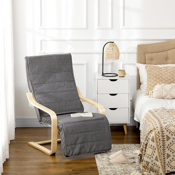 Rootz Accent Chair - Relaxation Chair - Recliner - Justerbar fotstöd - Björkved - 66,5 x 94 x 100 cm
