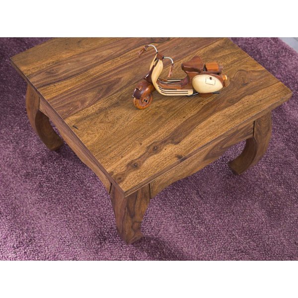 Rootz sofabord massivt træ Sheesham 60 cm bredt stuebord design mørkebrunt sidebord i landlig stil