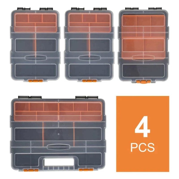 Rootz Værktøjsopbevaringsboks - Multifunktionel Værktøjskasse - Sorteringskasse - Små dele - Opbevaringsdele - Orange/Sort - 28,7 x 22,5 x 5,5 cm