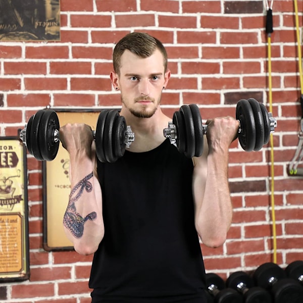 Rootz håndvægtssæt - Justerbar - Tilslutningsrør - 8 x 2,5 kg - 4 x 1,25 kg - Anti-Slip - Støbejern