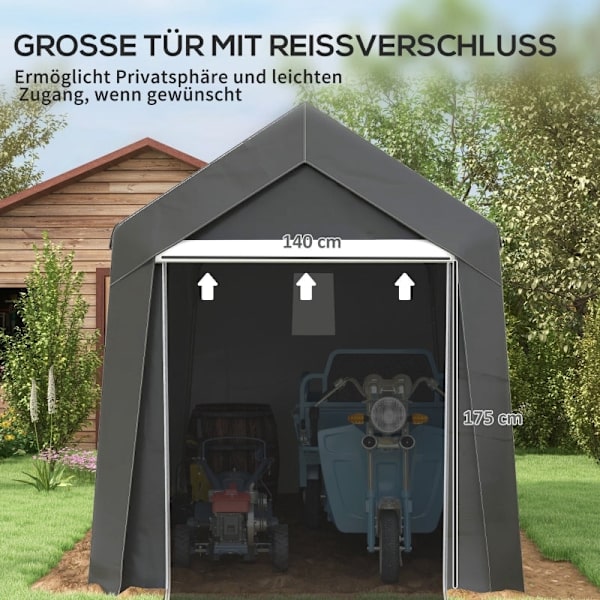 Rootz Haveopbevaringstelt - Cykelskur - Udstyrsskjul - PE presenning - Galvaniseret stål - 210 cm x 360 cm x 235 cm
