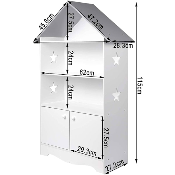 Rootz børnebogreol - Opbevaringshylde til børn - Organisering af børneværelser - Holdbar E1 MDF - Sikker og stabil - Nem montering - 28,3 cm x 115 cm
