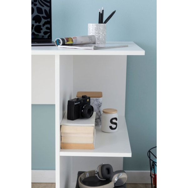 Rootz Datorbord Vit Skrivbord 82 x 60 x 76 cm - Litet Laptop PC Bord Kontor utan hjul - Kontorsbord med hylla - Arbetsbord Litet sybord Kort Modernt