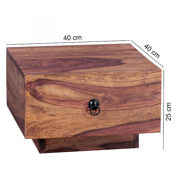 Rootz design sengebord massivt træ sheesham 40x40x25 cm - Moderne sengebord kommode - Natbord natbord i naturtræ