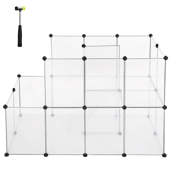 Rootz Small Animal Run - Plastic Animal Run - Kanin Run - Hamster Run - Small Pet Run - Portable Animal Run - Vit - 143 x 73 x 93 cm