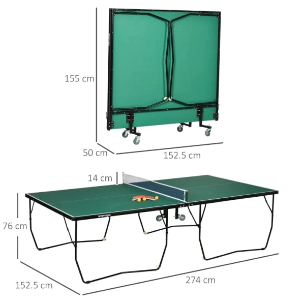 Rootz Bordtennisbord - Full storlek - Fällbart - 8 hjul - Inklus