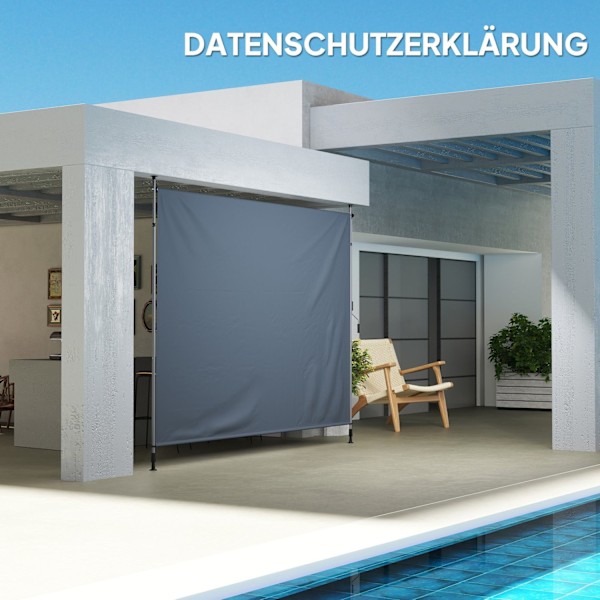 Rootz Klemmmarkise med håndsving - Justerbar fælles armmarked - Solbeskyttelse - UPF30+ - 350 cm x 221-311 cm - Grå