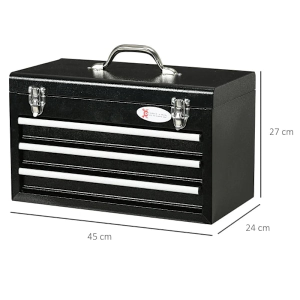 Rootz Værktøjskasse - Med 116-dele Værktøjssæt - Mobil Værktøjskasse - Låsbar - Stålhus - Sort - 45 x 24 x 27 cm