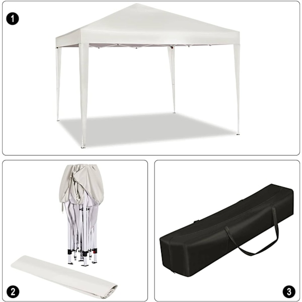 Rootz Gazebo Pop-Up-tält - Vattentät pagod - Solskyddstak - UV- och regnskydd - Enkel installation - Justerbar höjd - 3m x 3m - Beige