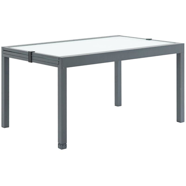 Rootz Trädgårdsmatbord - Utdragbart Trädgårdsmatbord - Bord - Aluminiumrör/härdat glas - Grå/Matt Vit - 270 x 90 x 73 cm
