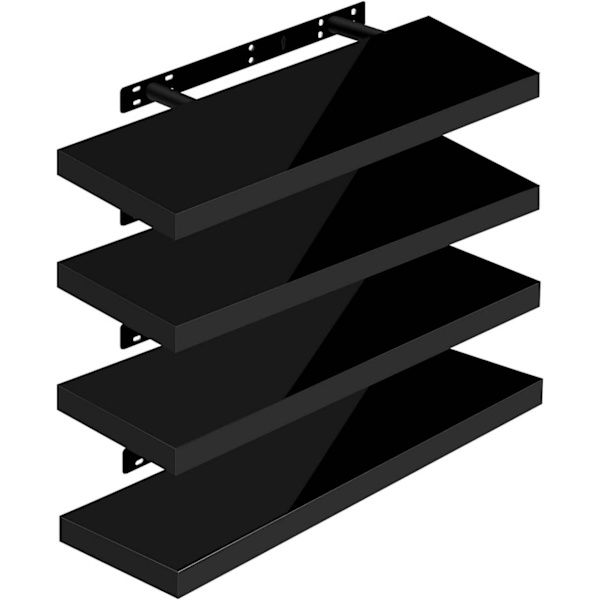 Rootz Set med 4 vägghyllor - Flytande hyllor - Displaykanter - Fuktbeständig, hög belastningskapacitet, enkel installation - 25 cm till 120 cm x 22,9