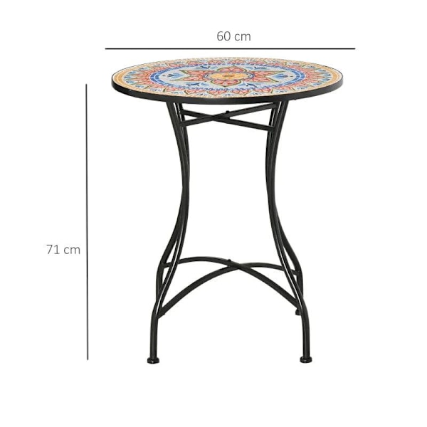 Rootz Puutarhapöytä - Mosaiikkipöytä - Pyöreä Bistropöytä - Sivupöytä Mosaic Top Keraaminen - Metalli - Punainen + Sininen + Valkoinen - Ø60 cm