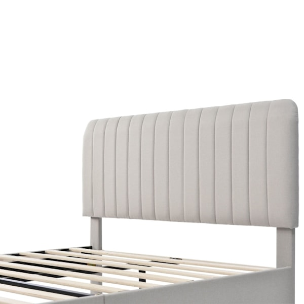 Rootz Grey Beige Dubbelsäng - Stoppad säng - Modern sängram - Komfort och stil - 209L x 145W x 101-107H cm