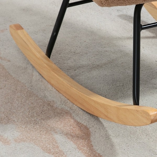 Rootz Retro gyngestol i massivt træ - Hvilestol - Afslapningsstol - Elegant design - Buede træløbere - Tyk polstring - 92 cm x 71 cm x 101 cm - Brun