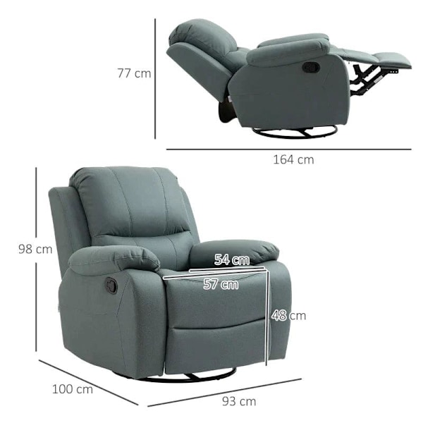 Rootz Relax Stol - Liggstol - Vardagsrumsstol - Med lutningsjustering - 360° vridbar - Polyester/skum/stål - Grön - 93 cm x 100 cm x 98 cm