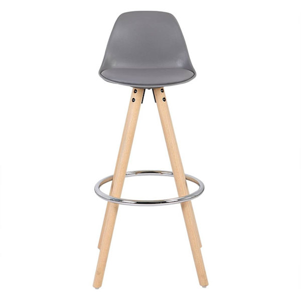 Rootz Designer Barpall - Bänkpall - Kökspall - Stilrent grått ryggstöd - Bekvämt konstläder - Enkel montering - 96,5 cm x 38,5 cm x 33 cm