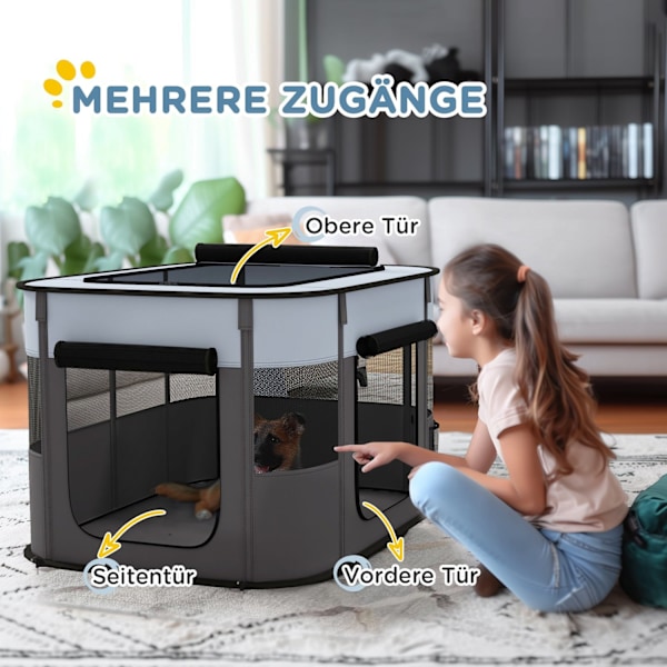 Rootz Foldbart Pet Play Run - Puppy Playpen - Kitten kabinet - Ventileret - 94x74x60cm - bærbar med opbevaringspose til indendørs/udendørs brug