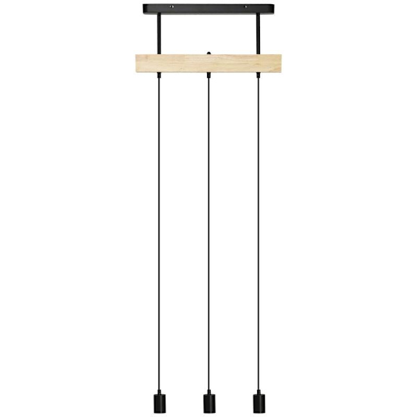 Rootz-riippuvalaisin - Riippuvalaisin - 3-lamppu - Korkeussäädettävä - Teollinen muotoilu - Metalli + Puu - Musta - 50L x 8W x 33H cm