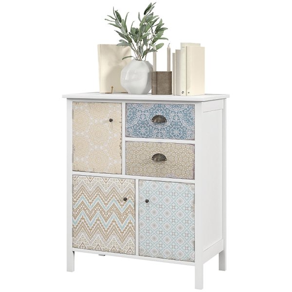 Rootz Shabby Chic skænk - Vintage kommode - Opbevaringsskab - Elegant design - Rigelig opbevaring - Robust konstruktion - 34D x 68W x 80H cm