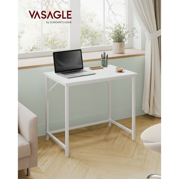Rootz Maple White Desk - Studiebord - Skrivebord - Spånplade og stålkonstruktion - Let og robust - 50 cm x 80 cm x 76 cm - Max belastningskapacitet 50