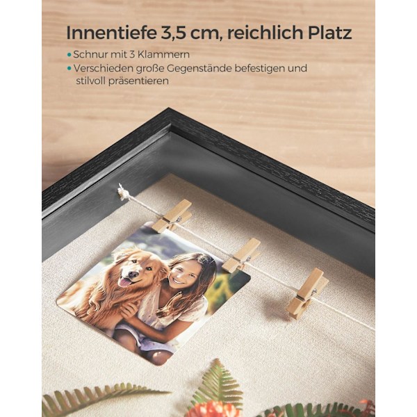 Rootz fotoramset - Tavelram - Väggdekor - MDF/glas - 30,4 cm x 5,5 cm x 38 cm - Perfekt för minnen