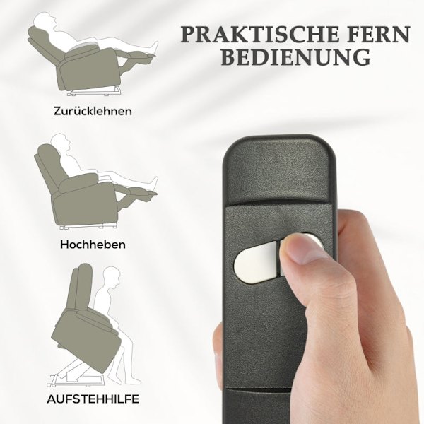 Rootz Elektrisk stand-up tv hvilestol - Biografsæde - Remote Control Recliner - Seniorstol - 85cm x 92cm x 109cm