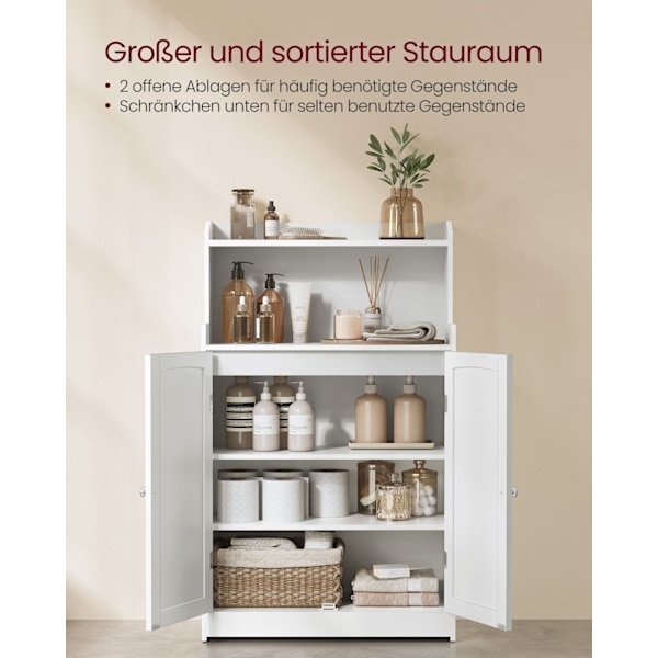 Rootz Badeværelsesskab Cloud White - Opbevaringsenhed - MDF-konstruktion - 2 låger og hylder - Stort og robust - 30cm x 60cm x 100cm