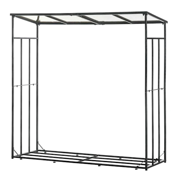 Rootz Vedställ - Polykarbonattak - Metallram - Utomhusbruk - Svart+Brun - 185x67x185cm