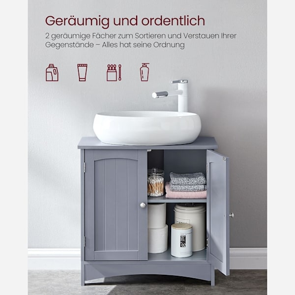 Rootz Diskbänk Underskåp - Badrumsskåp - Förvaring med 2 dörrar - Mystical Grey - MDF-material - 30 cm x 60 cm x 60 cm - Väggmonterbar