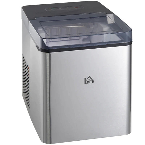 Rootz Ice Cube Machine - 2,1 liter vand - 15 kg på 24 timer - Selvrensende - Inklusiv isbakke + isske - Hvid - 25,2W x 37,5D x 31,2H cm